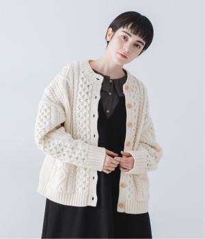 ウールミックスニットアランカーディガン