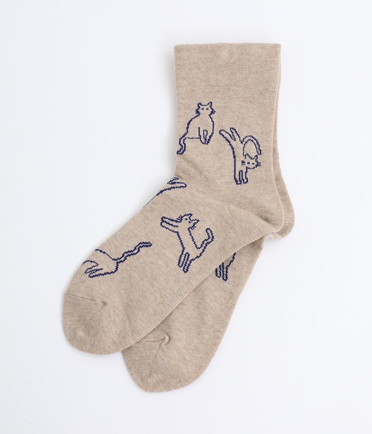 コットンキャットソックス(べージュ-F)