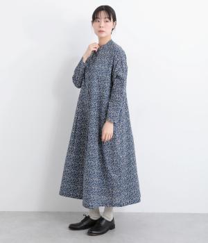 ローンフラワープリントワンピース(ネイビー-F)
