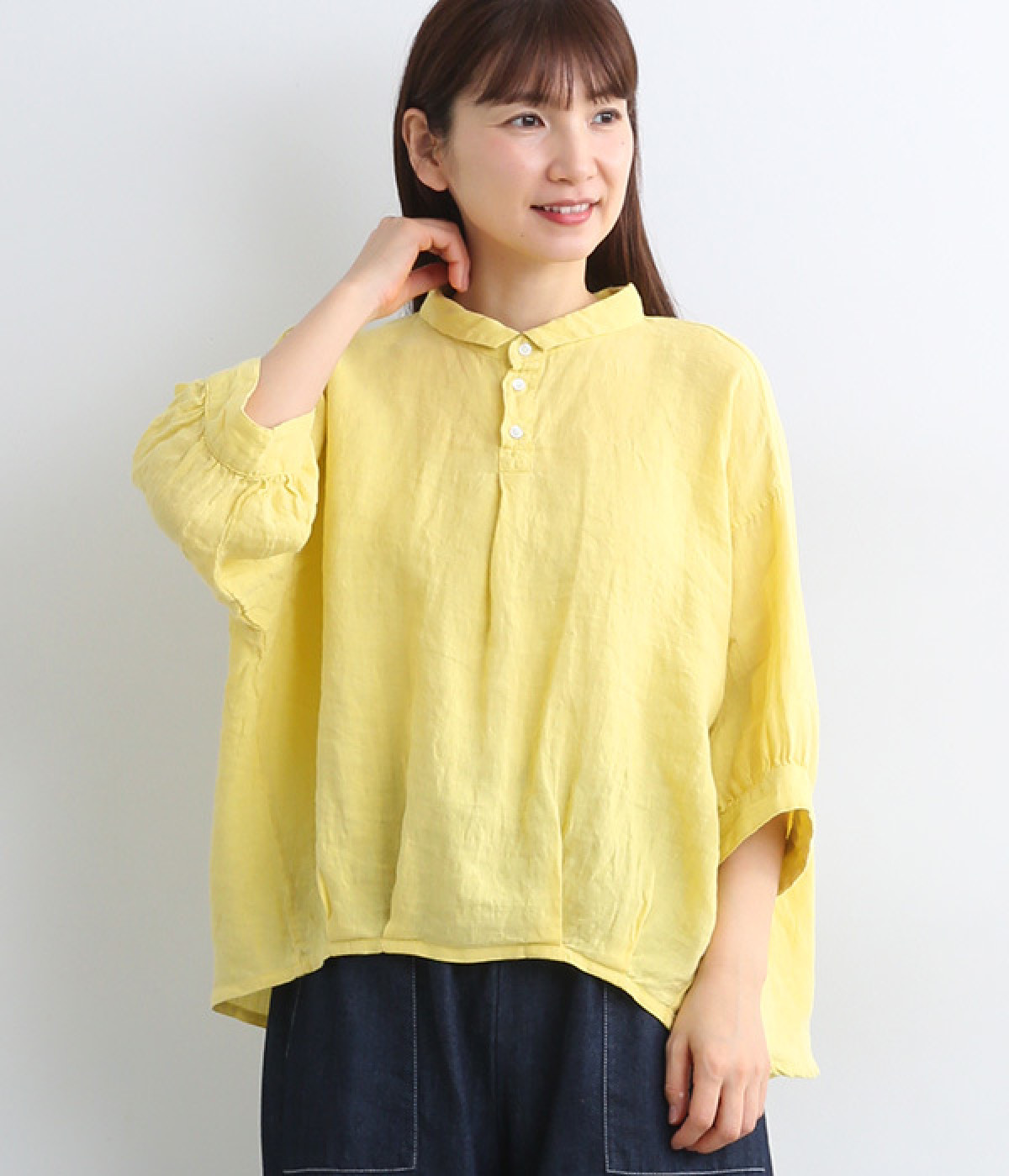 リネンキャンバス　バロンシャツ(ライムグリーン-ONESIZE)