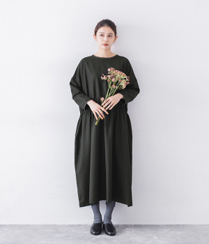 配色ギャザーワンピース(ブラック-0)