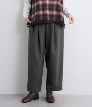 ウールライクポリエステルツイルタックパンツ