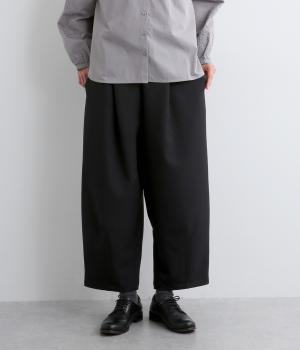 ウールライクポリエステルツイルタックパンツ(ブラック-F)
