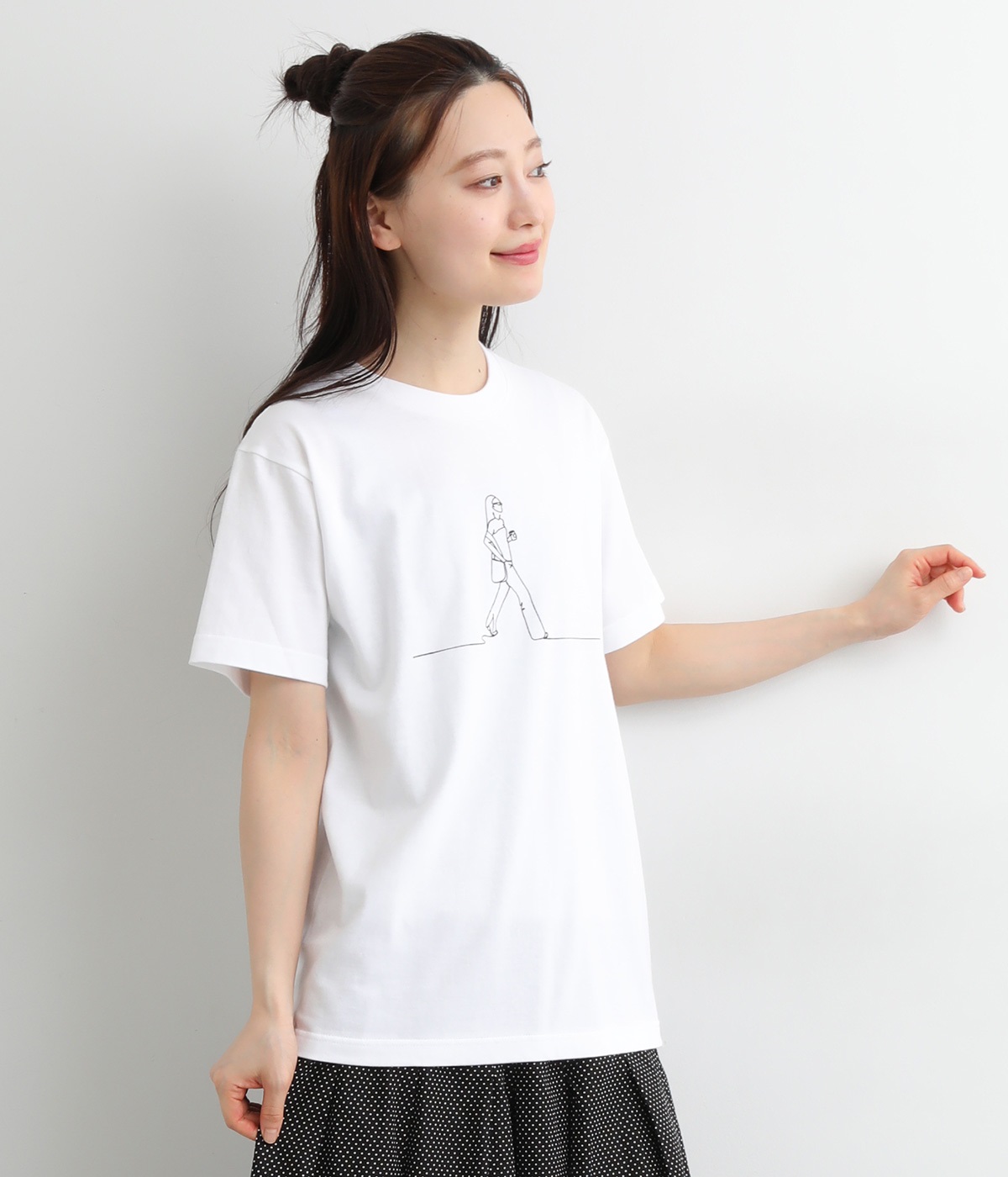 コットン プリント【WOMAN】Tシャツ(ホワイト-ONESIZE)