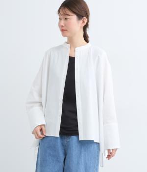 50ブロード近江晒バンドカラードルマンシャツ(オフホワイト-F)