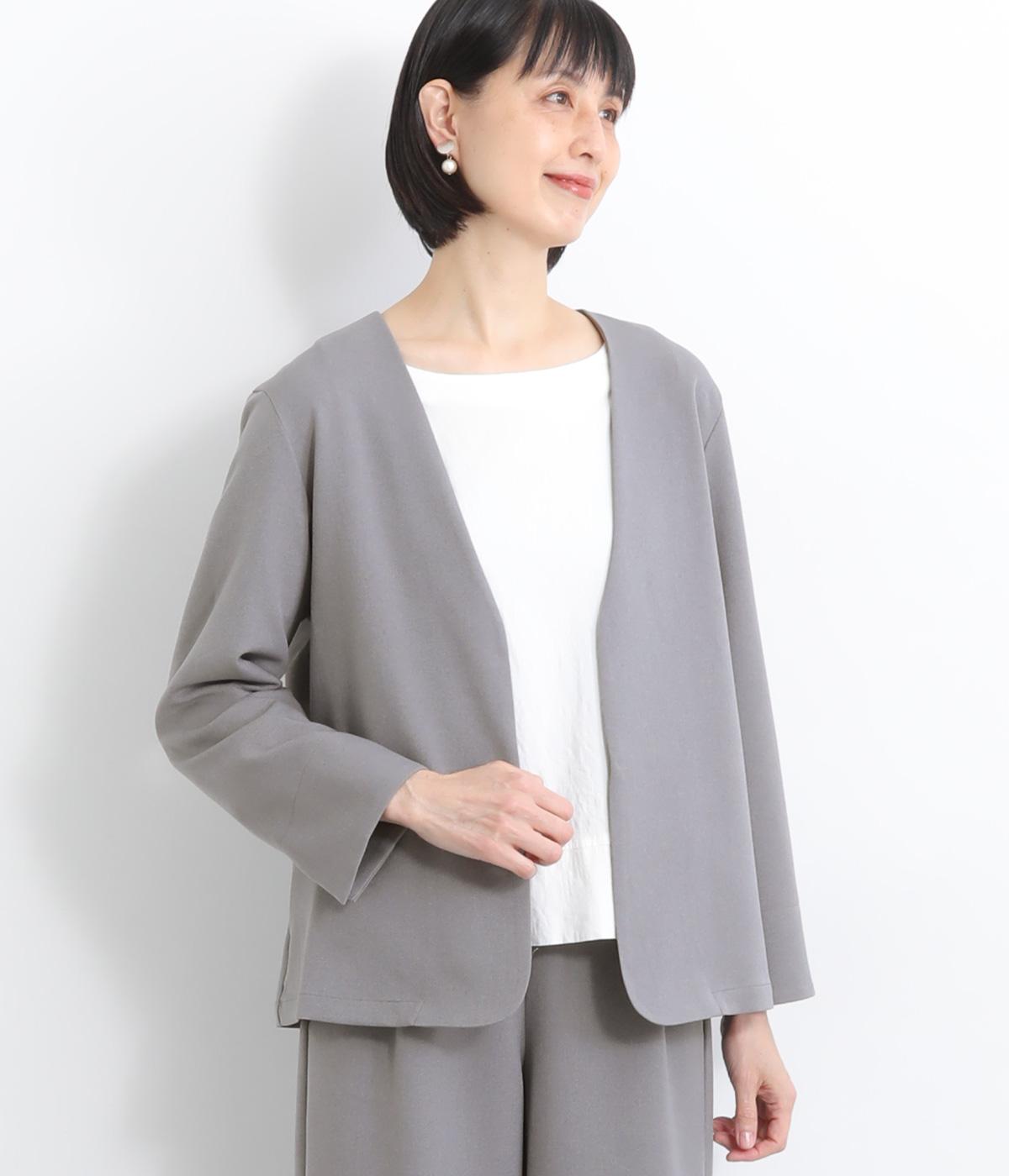 tumugu ツムグ ノーカラージャケット tumugu; （ツムグ）ブラウン ノー