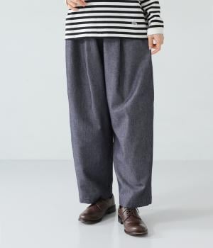コットンウールデニムワイドテーパードパンツ