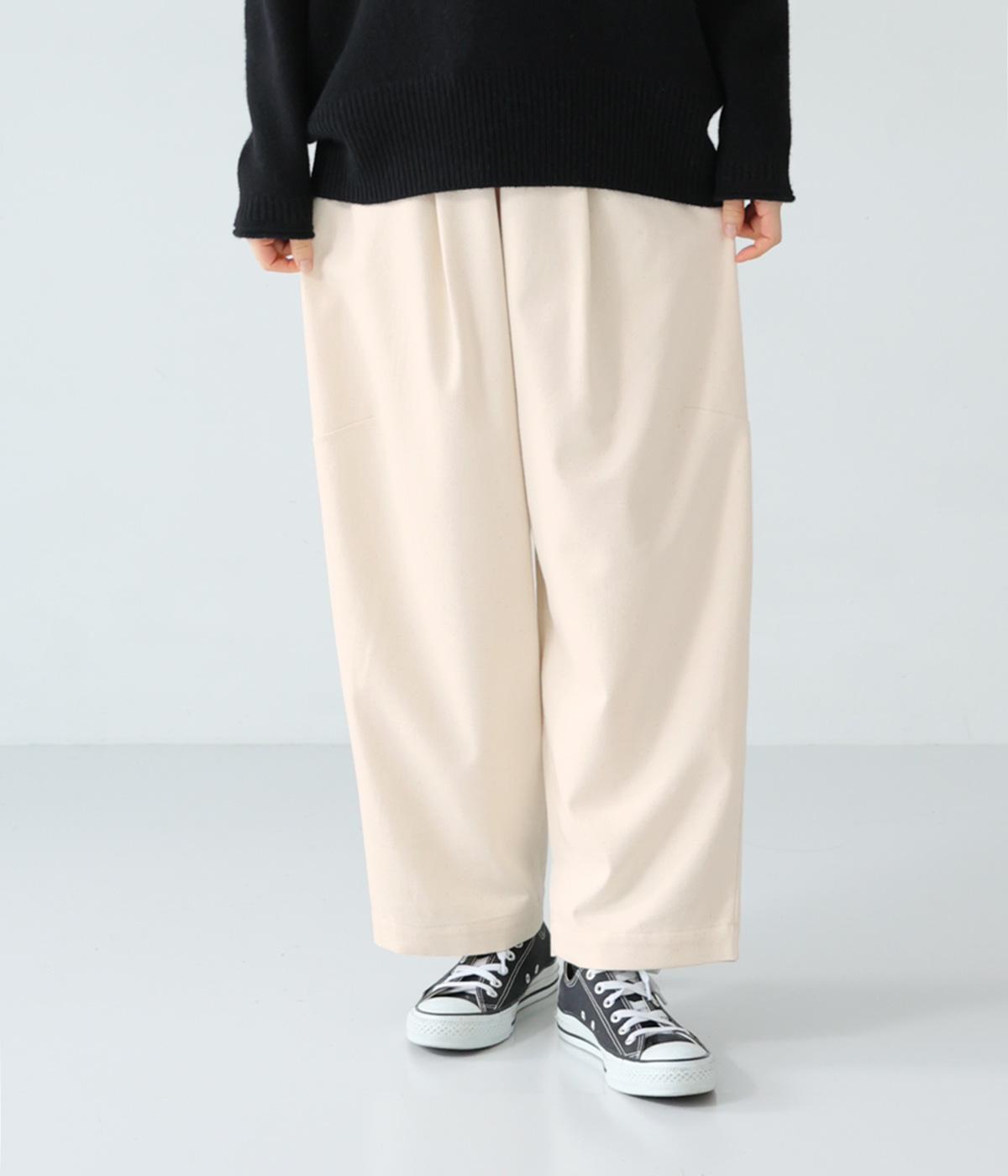 コットンウールデニムワイドテーパードパンツ(キナリ-F)