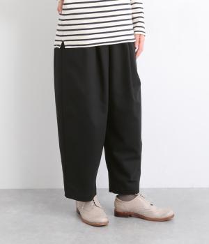 コットンウールデニムワイドテーパードパンツ(ブラック-F)