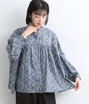 フラワープリントバンドカラーシャツ