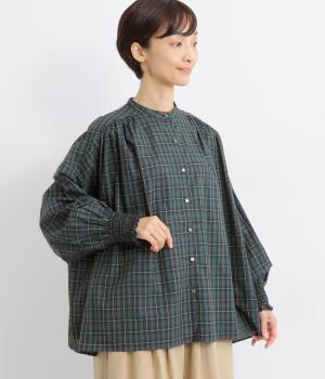 チェックシャーリングブラウス