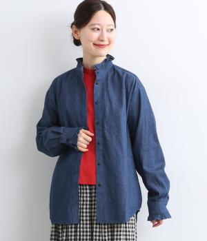 デニムフリルブラウス