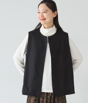 コットンウールデニムベスト(ブラック-F)