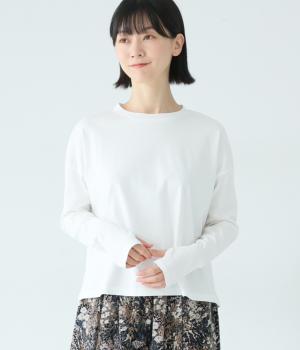 コットンコンパクトスムースサムホールプルオーバー(オフホワイト-F)