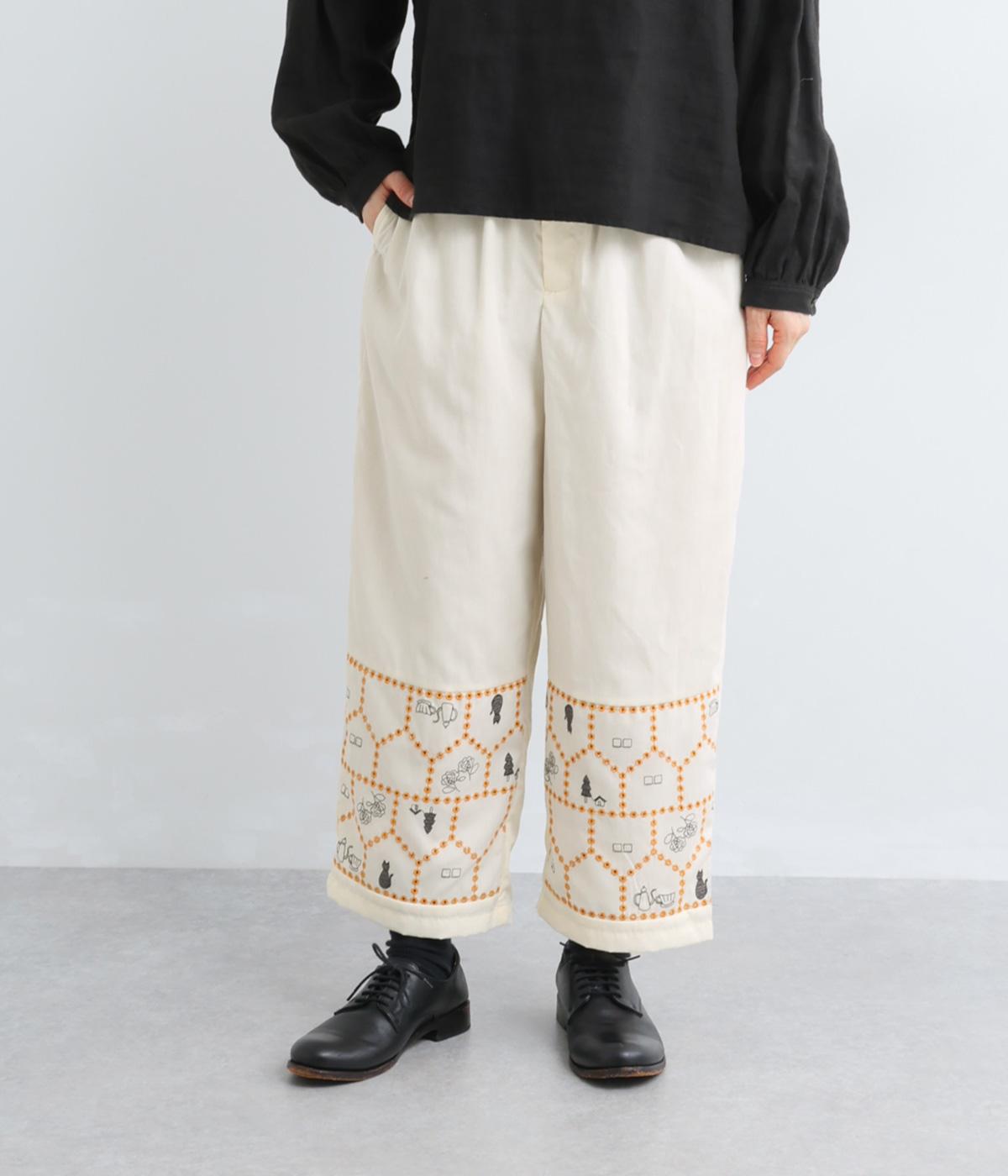 おうち透かし刺繍パンツ(アイボリー-F)