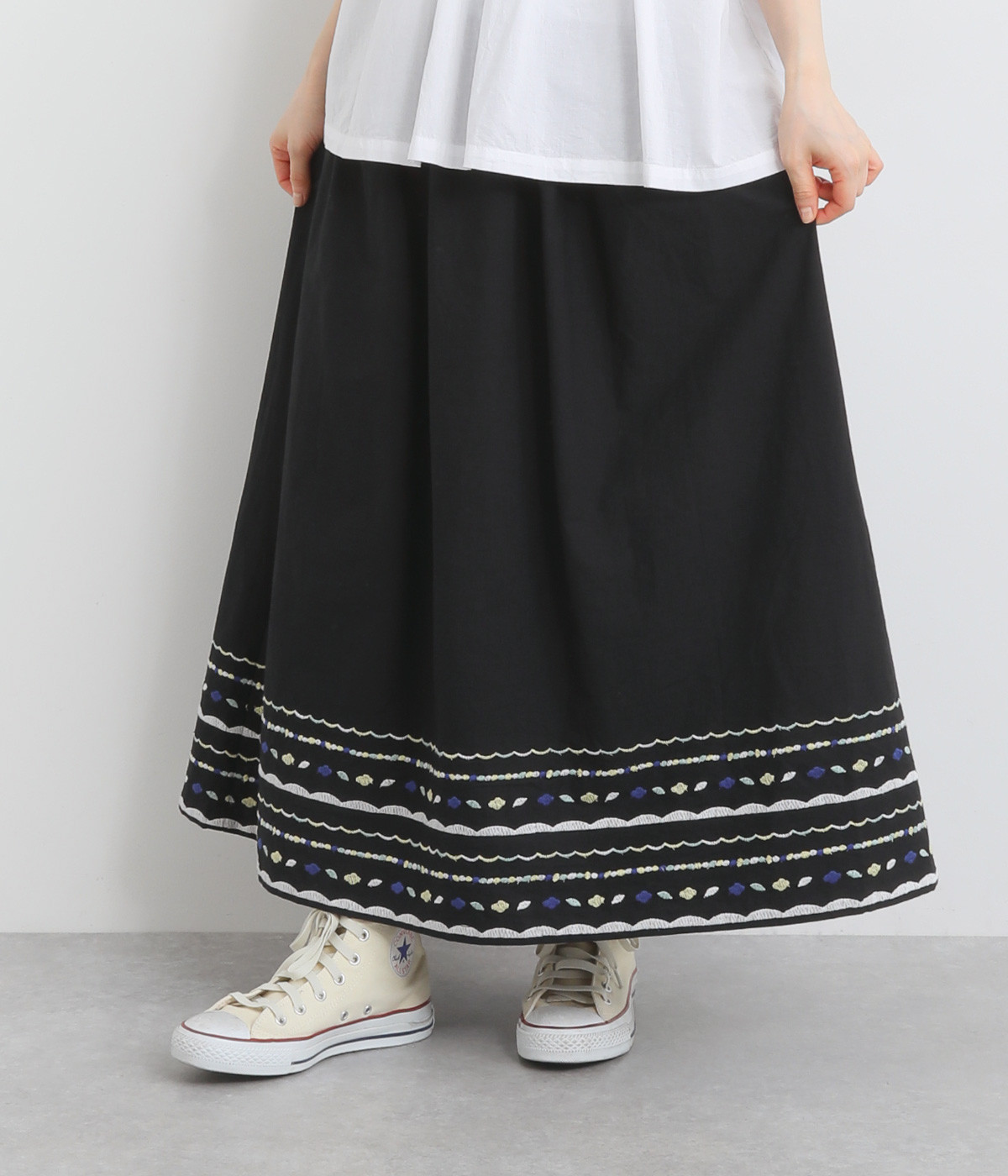 ナチュール刺繍ギャザースカート