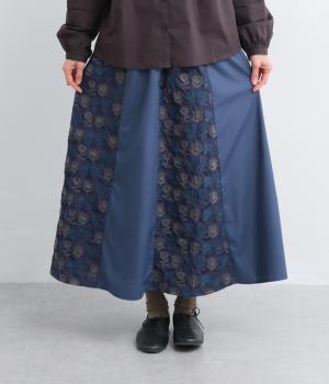 2色北欧花刺繍スカート(ネイビー-F)