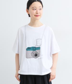 薄地天竺カメラパッチワークTシャツ