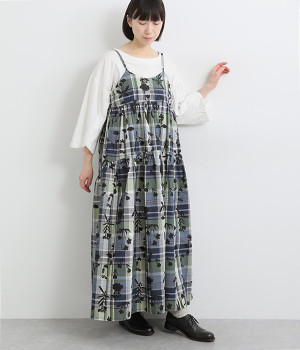 美品 45R umii908 フリル チェック ワンピース(3) チェック柄フリルキャミミニワンピース[dk1323] | レディース