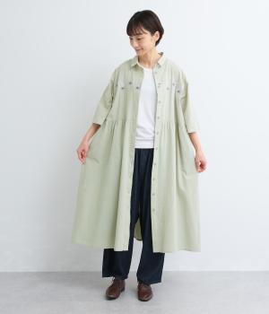 コットンローン花刺繍ワンピース