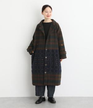 リング刺繍ロングコート(ブラウン-F)