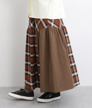 シルキーコットン異素材切替スカート