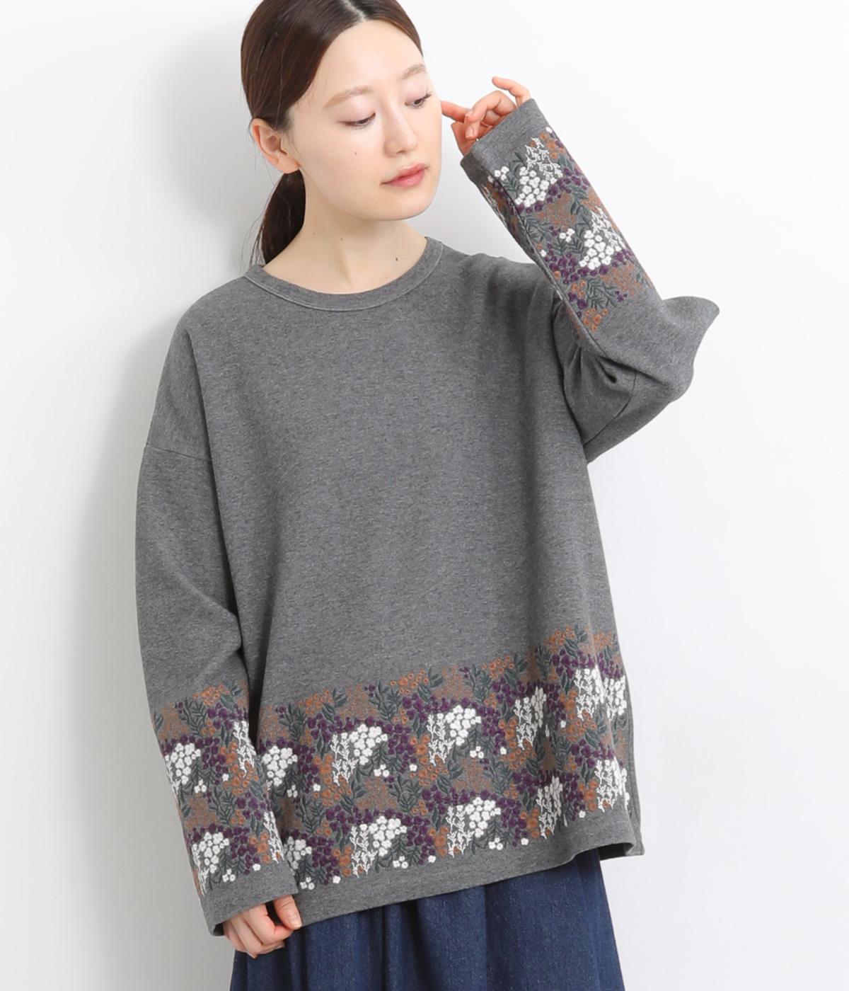 花の丘刺繍プルオーバー(Mグレー-F)
