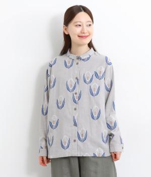 花と羊ジャカードシャツ