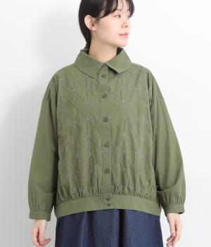 格子お花刺繍カーディガン