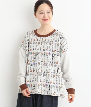 裏毛いろいろ紅茶刺繍プルオーバー(アイボリー-F)