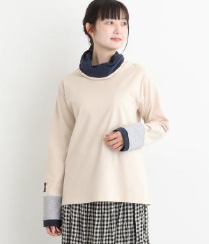 コットンひと息刺繍袖切替えタートル