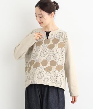 コットン花刺繍ブラウス(アイボリー-F)