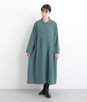 ソフトスラブテンセルアシンメトリー切替えワンピース