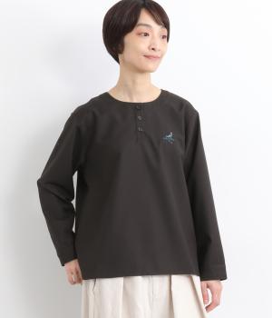 ポリエステルレーヨントリ刺繍ブラウス(ブラック-F)