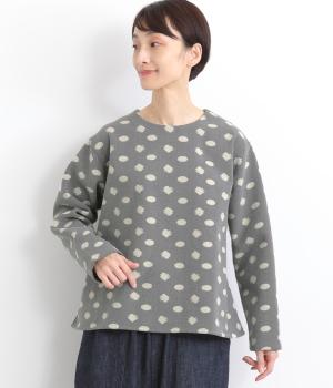ドット柄ニードルパンチブラウス(チャコールグレイ-F)