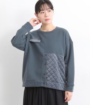 キルティング裏起毛切替えプルオーバー
