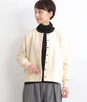 裏起毛ミケ柄刺繍ボタンカーディガン(アイボリー-F)