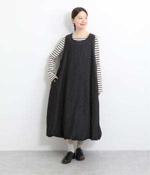 鳥ブローチ付きジャンパースカート(ブラック-F)