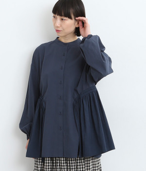 ブロードワッシャー異素材切替デザインブラウス