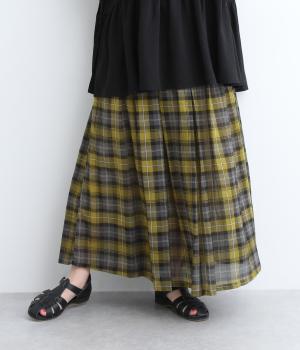 チェックボイルタックギャザースカート