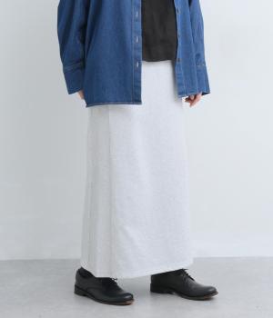 裏毛変形リブ切り替えスカート(アイボリー-F)