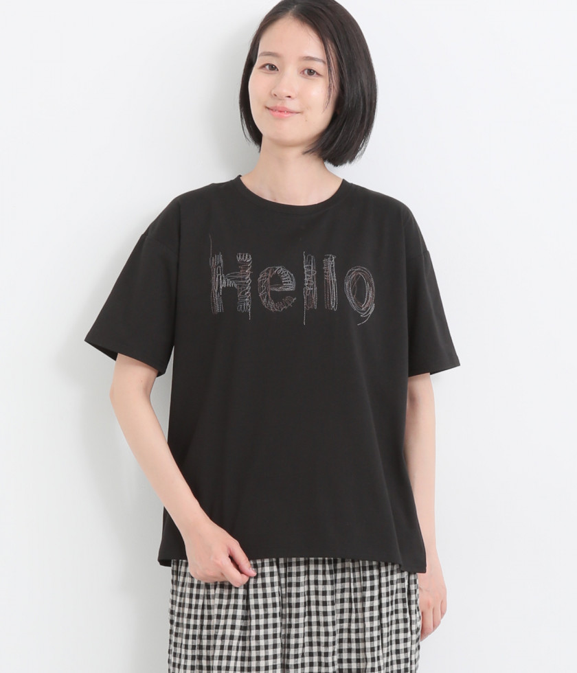 バイオ天竺アートロゴ刺繍Tシャツ
