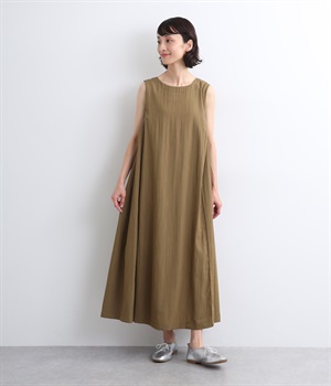 ノースリーブサイドギャザーワンピース