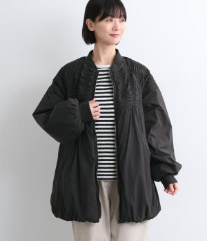 ナイロンシャーリング中綿コート(ブラック-F)