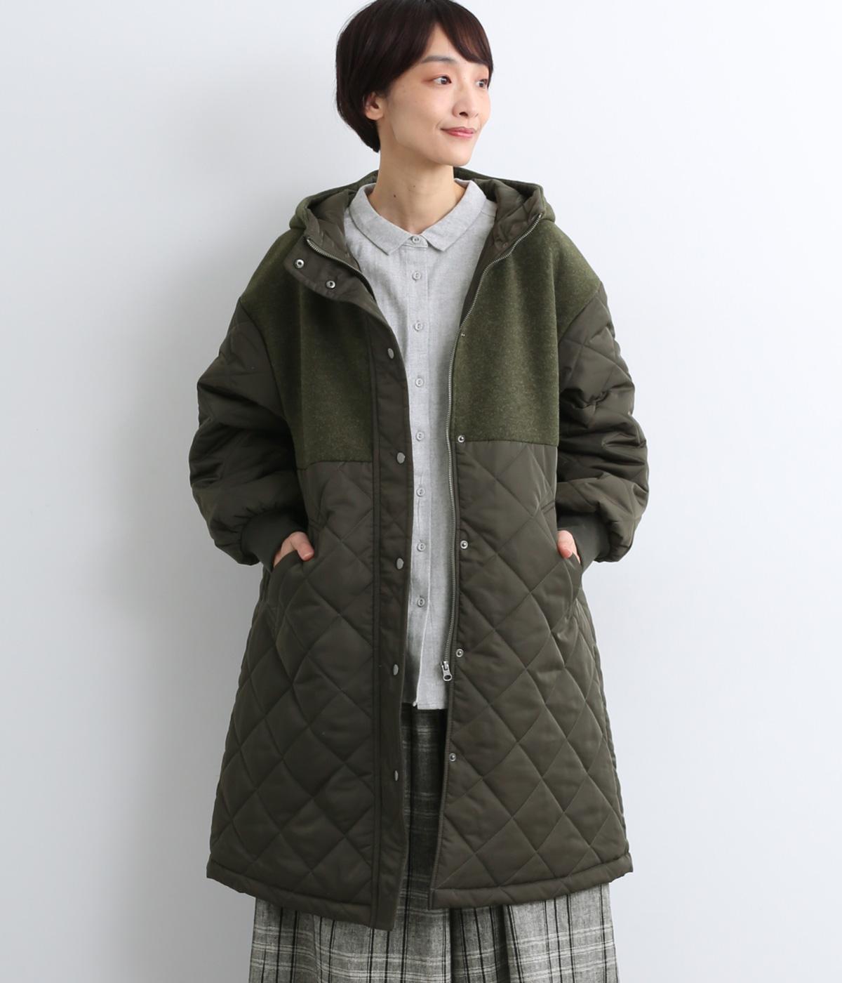 2022AW BEARDSLEY キルティング 中綿 コート カーキ 近年 2022AW BEARDSLEY キルティング 中綿 コート カーキ メルトン