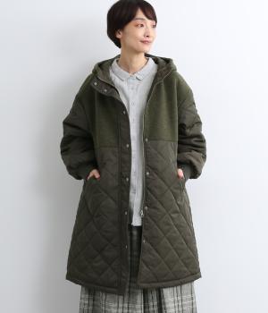 メルトンキルティング異素材切替コート