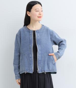 インディゴガーゼノーカラブルゾン