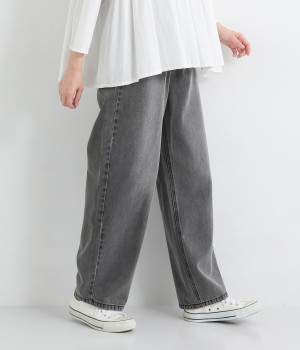 デニムツイル脚長カーブパンツ