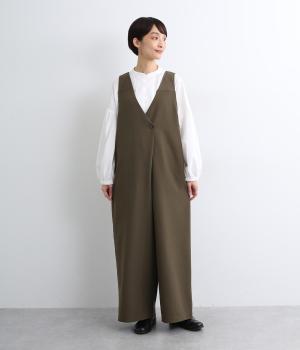 テンセルレーヨンラップ風サロペパンツ(カーキ-F)