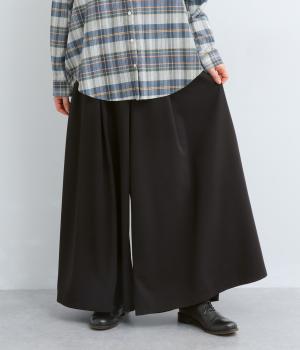 逆綾タックデザインバギーパンツ(ブラック-F)